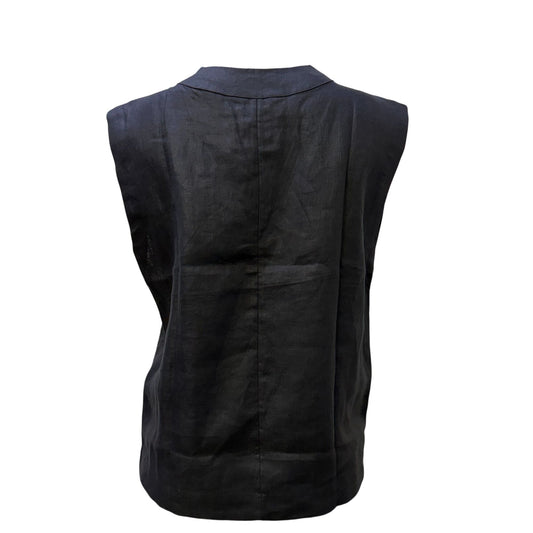 NWT Banana Republic Black Linen Sleeveless Blouse V-Neck  XS