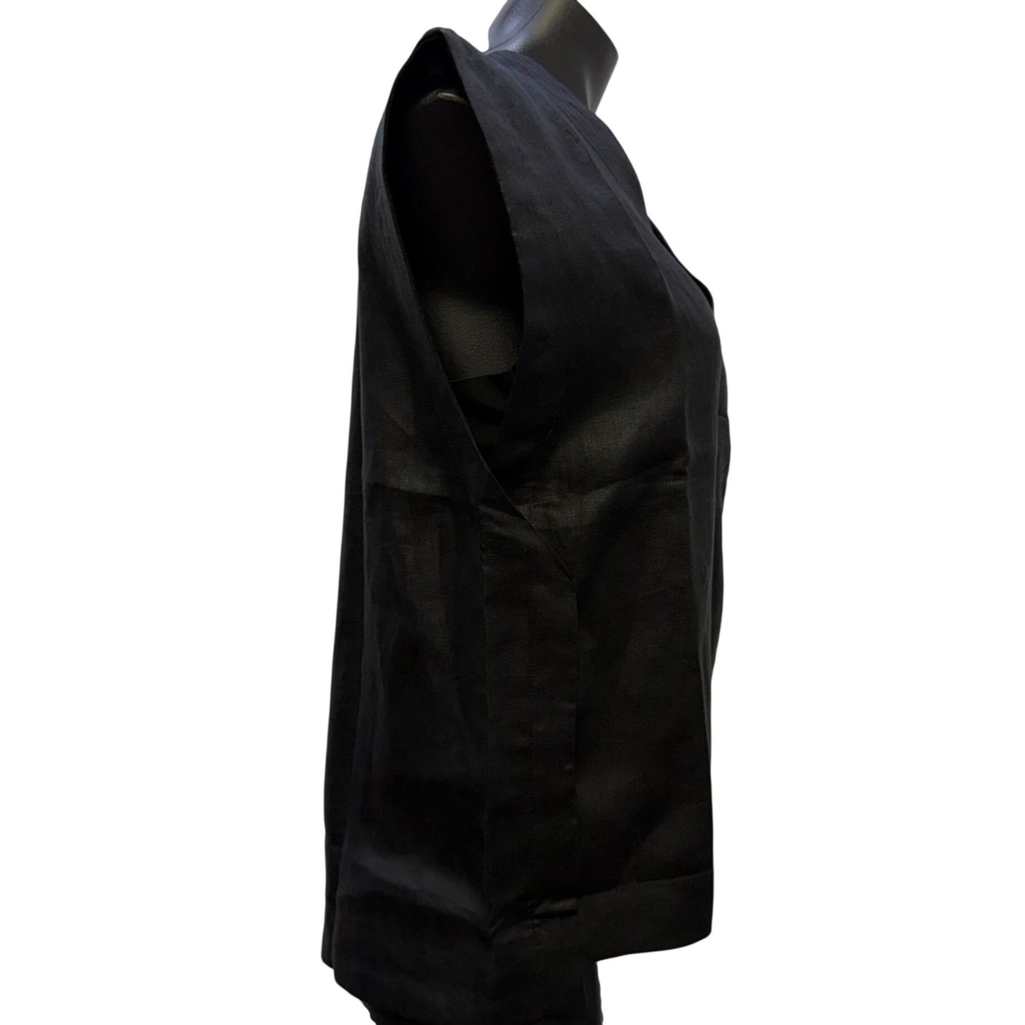 NWT Banana Republic Black Linen Sleeveless Blouse V-Neck  XS