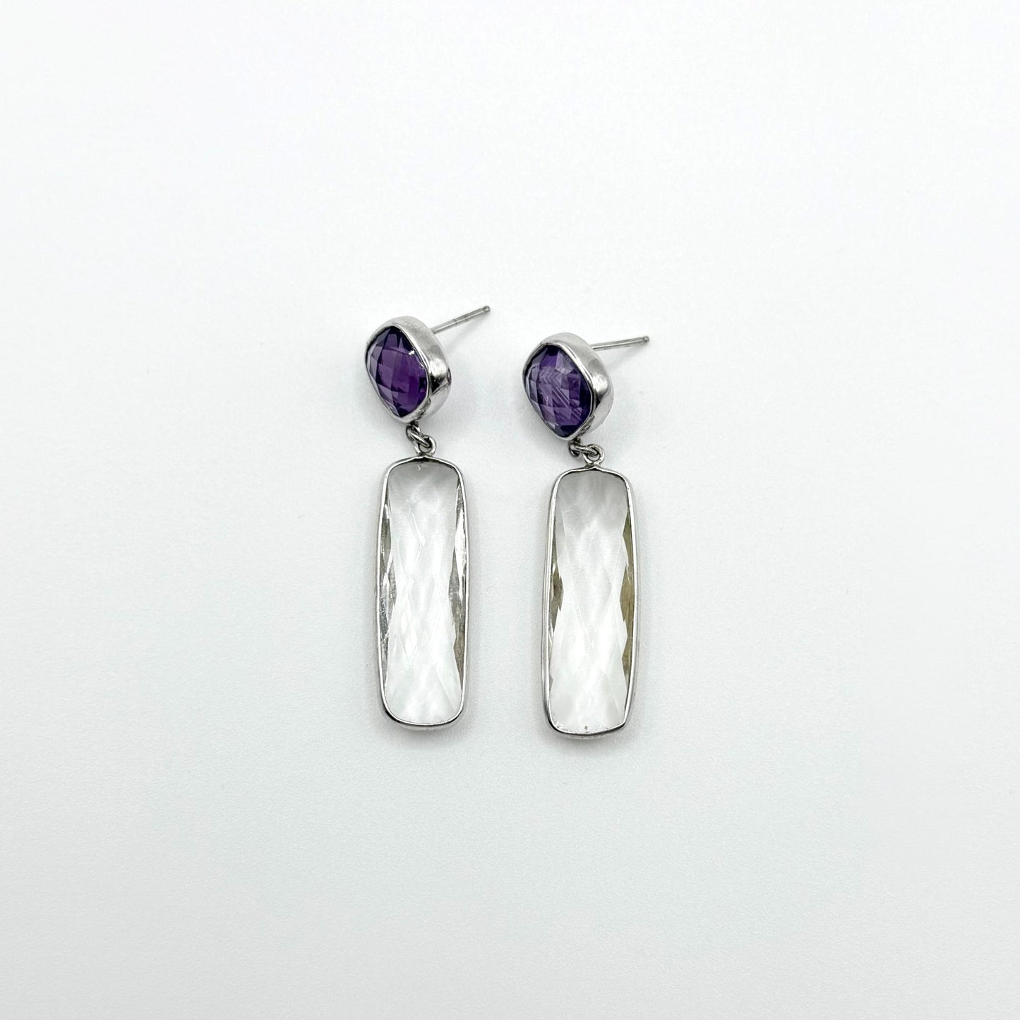Sterling Silver Earrings With Purple Amethyst Stone
