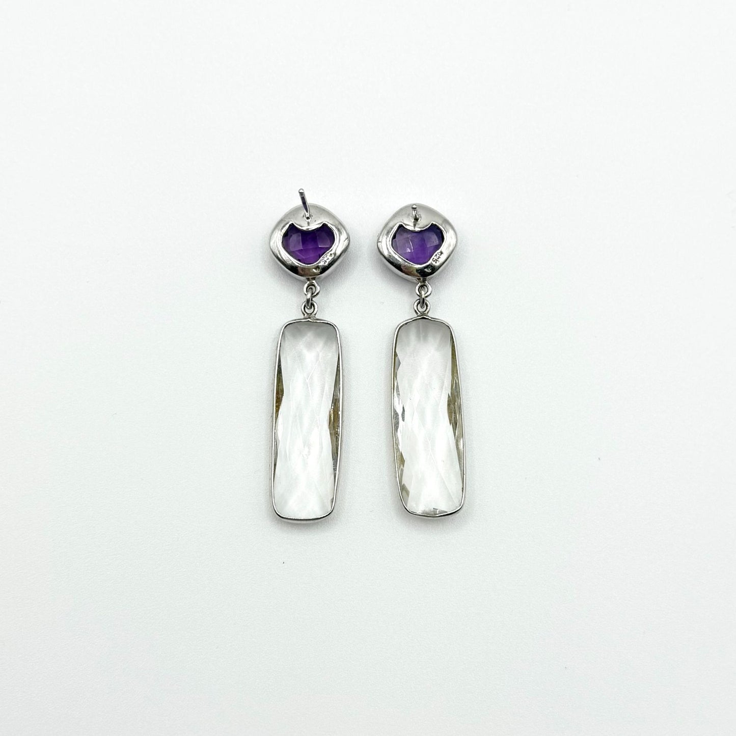 Sterling Silver Earrings With Purple Amethyst Stone