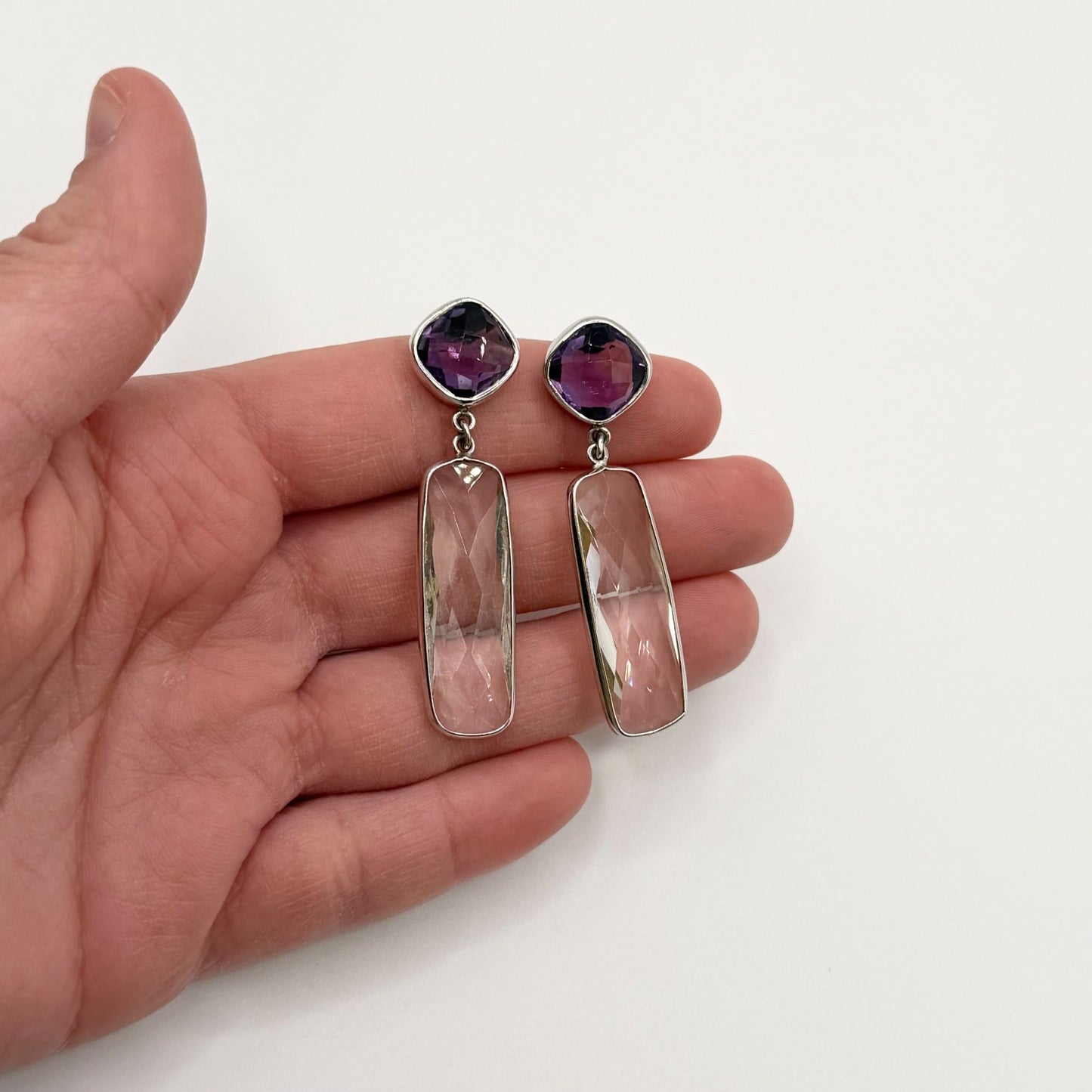 Sterling Silver Earrings With Purple Amethyst Stone
