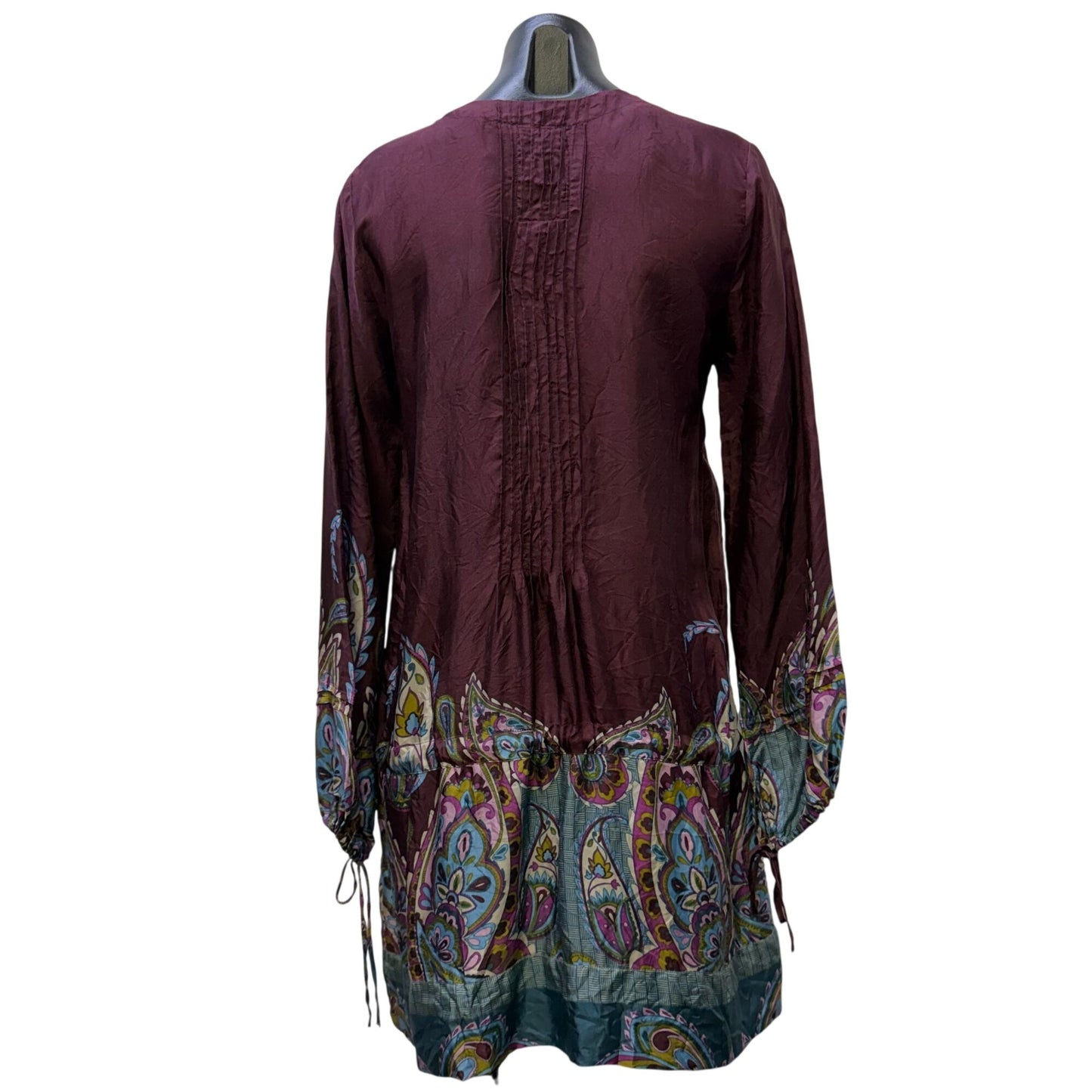Johnny Was Silk Embroidered Tunic Blouse Purple Multi XS