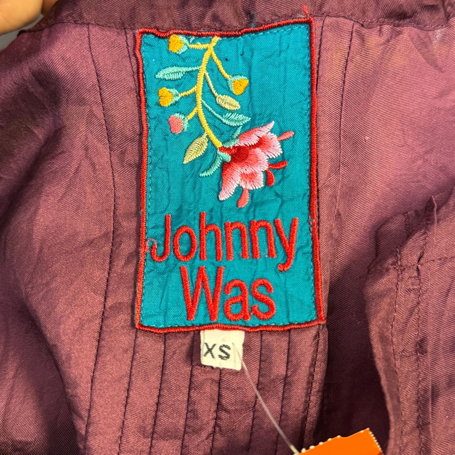 Johnny Was Silk Embroidered Tunic Blouse Purple Multi XS