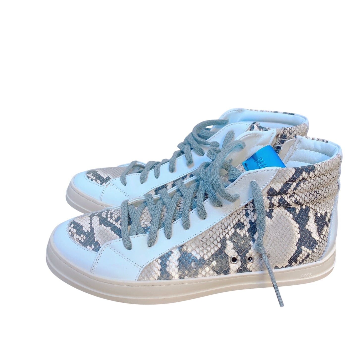 P448 Womens Snake Print High-Top Sneakers Side Zipper Lace Closure