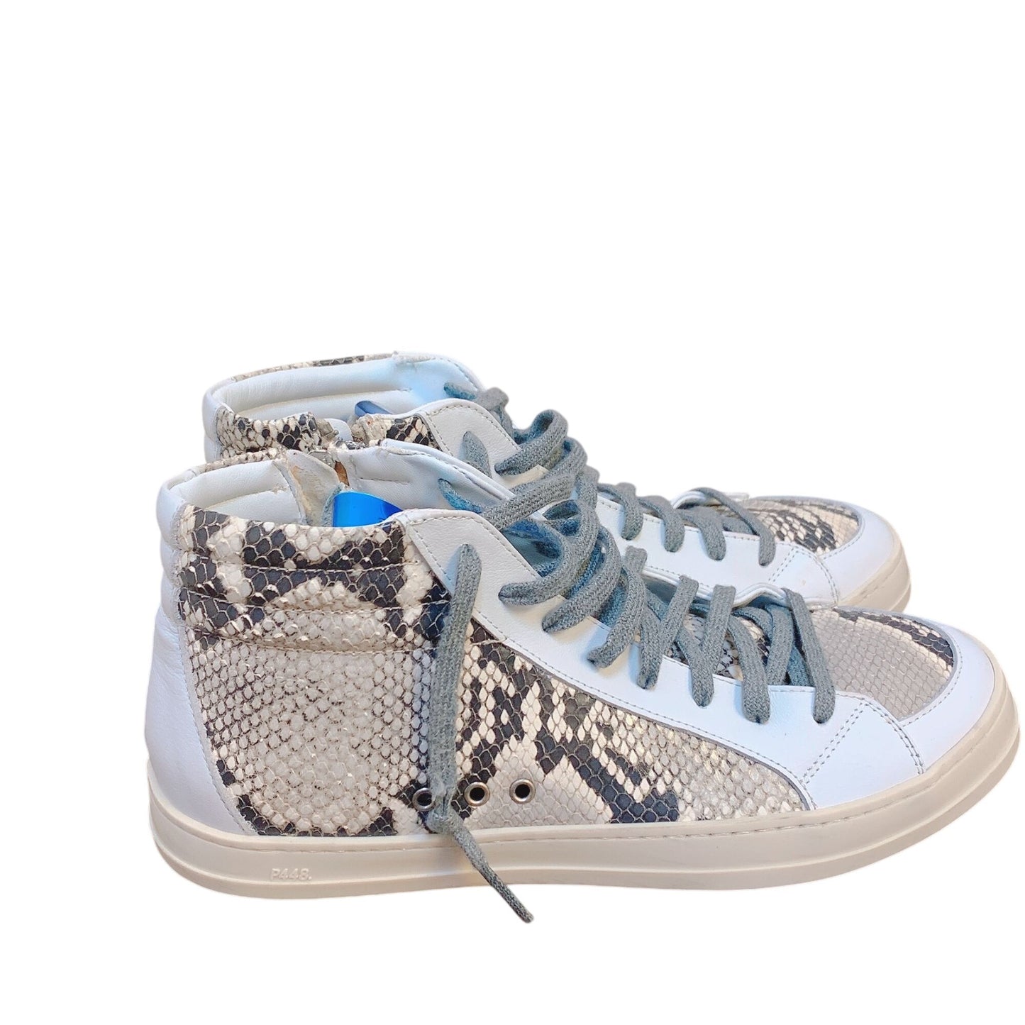 P448 Womens Snake Print High-Top Sneakers Side Zipper Lace Closure