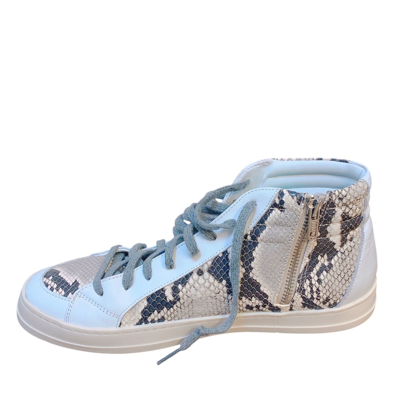 P448 Womens Snake Print High-Top Sneakers Side Zipper Lace Closure