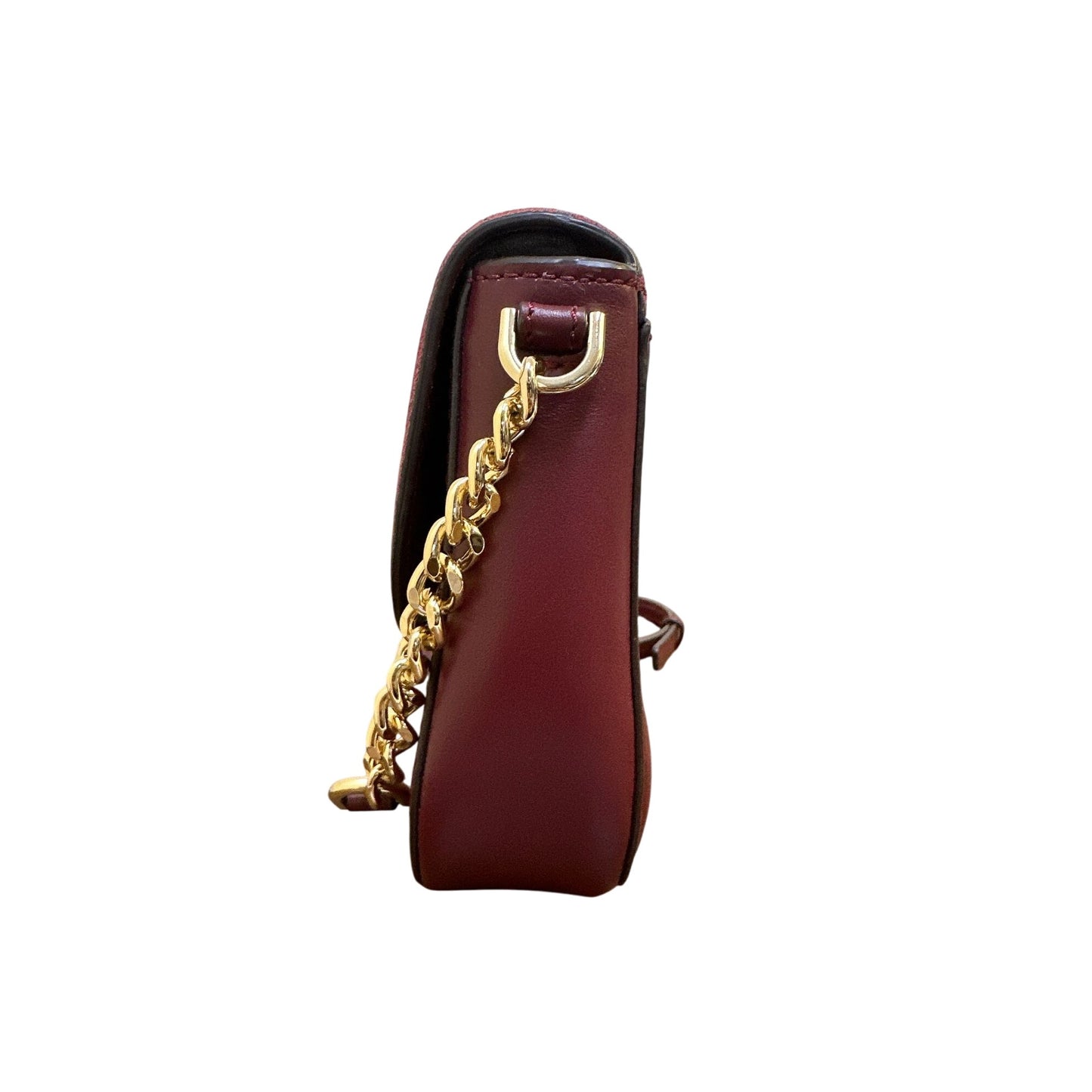 Michael Kors Burgundy Suede & Leather Crossbody Bag Gold Chain Strap