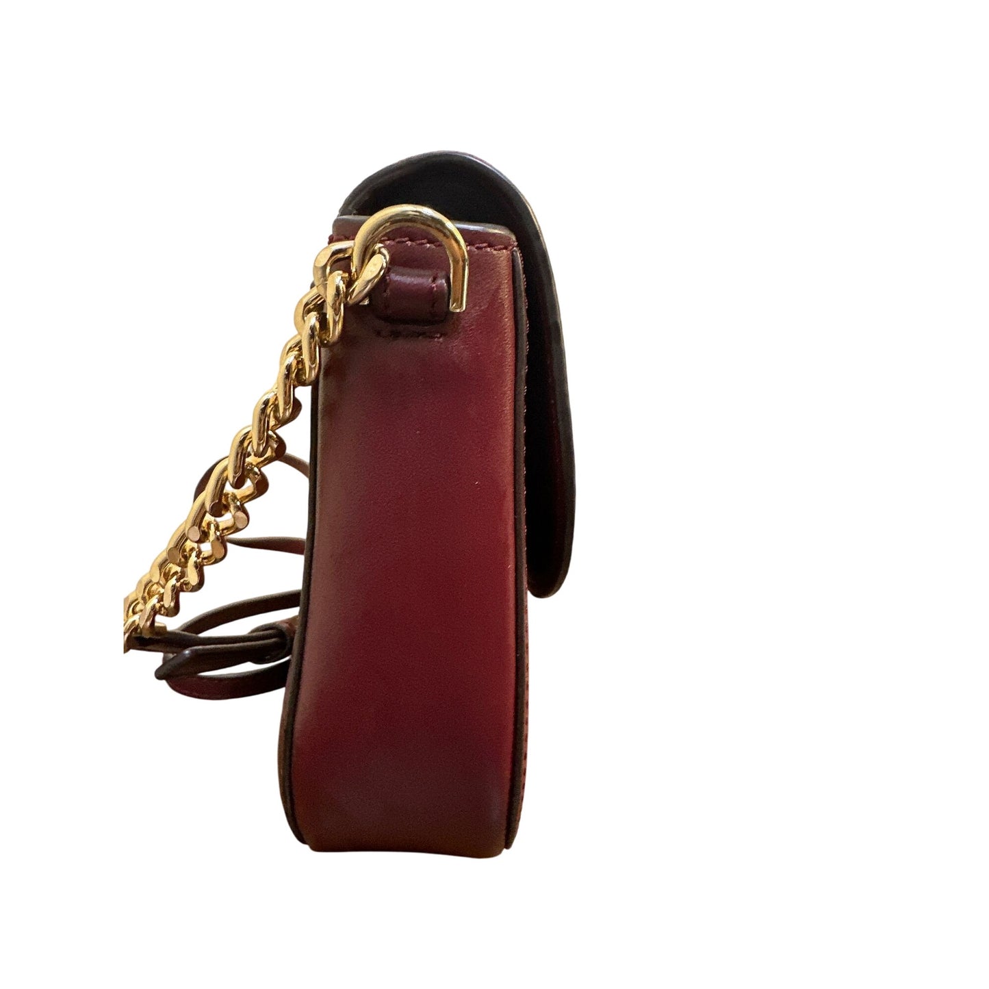 Michael Kors Burgundy Suede & Leather Crossbody Bag Gold Chain Strap