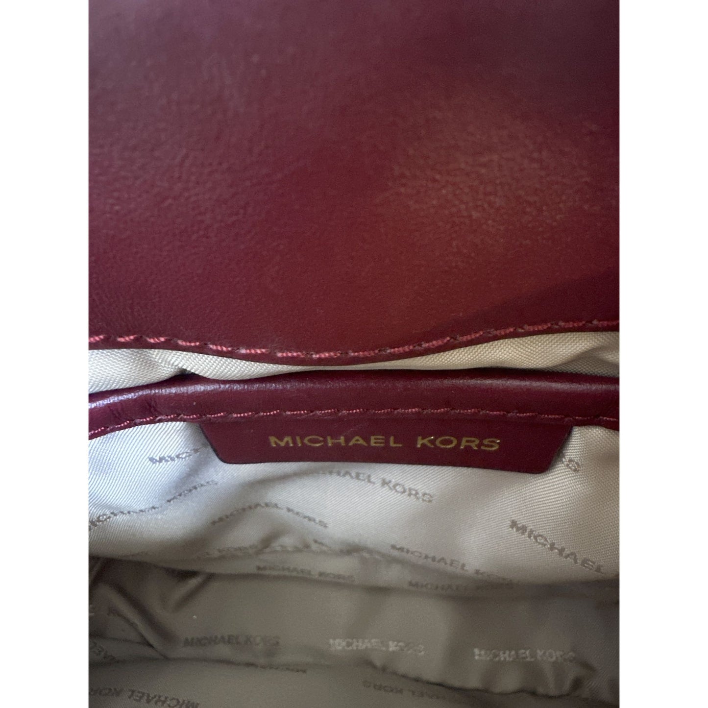 Michael Kors Burgundy Suede & Leather Crossbody Bag Gold Chain Strap