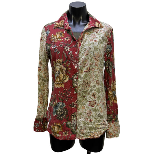 Cino Floral Button-Up Blouse Cotton Multi-Color XS