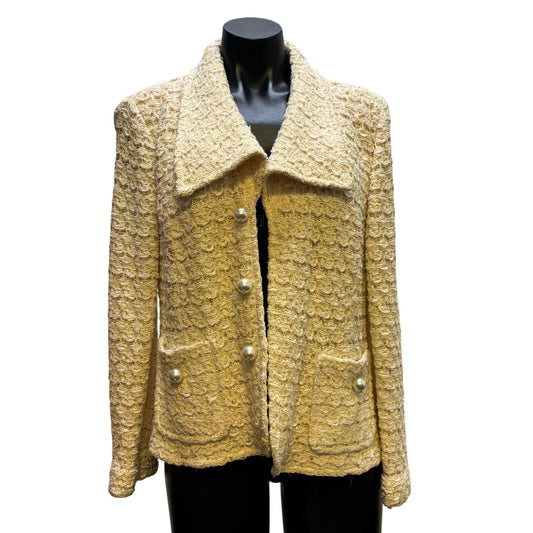 St. John Couture Pearl Accent Jacket Ivory Size 10