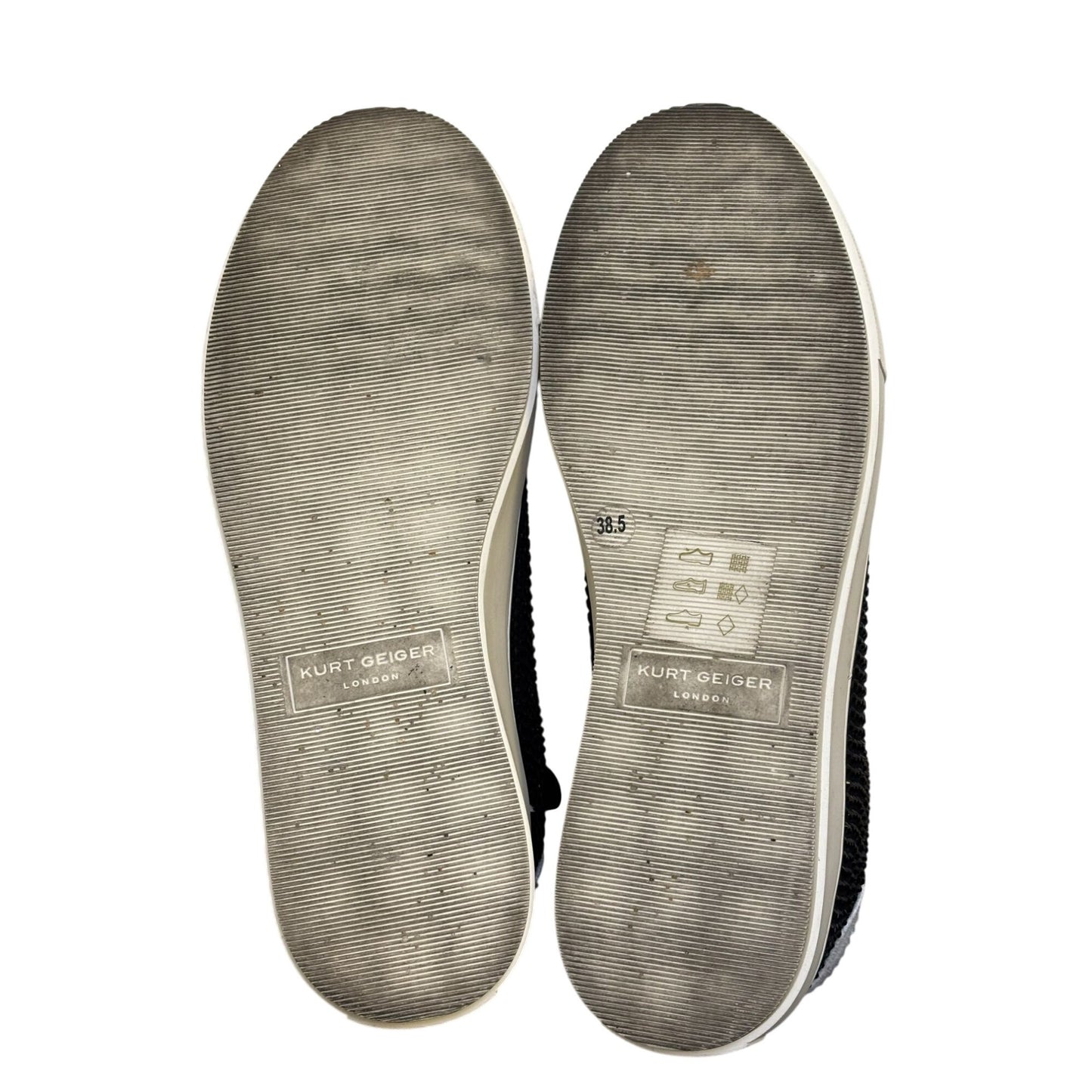 Kurt Geiger Lace-Up Sneakers Black Crystal Embellished Size 7.5