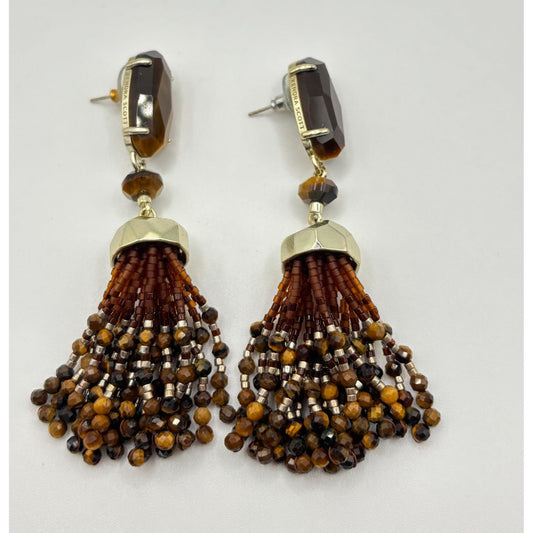 Kendra Scott Tigers Eye Beaded Tassel Earrings