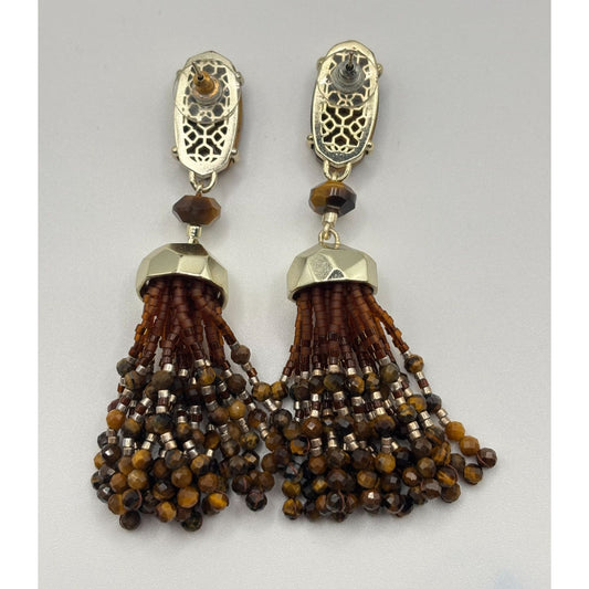 Kendra Scott Tigers Eye Beaded Tassel Earrings