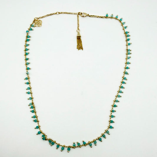 Kendra Scott Jenna Choker Necklace Gold-Tone With Aqua Beads