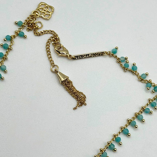 Kendra Scott Jenna Choker Necklace Gold-Tone With Aqua Beads