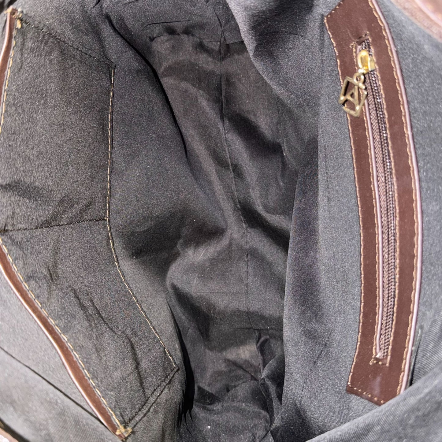 Angelozano Embossed Bronze Leather Tote Bag With Tassel Accents