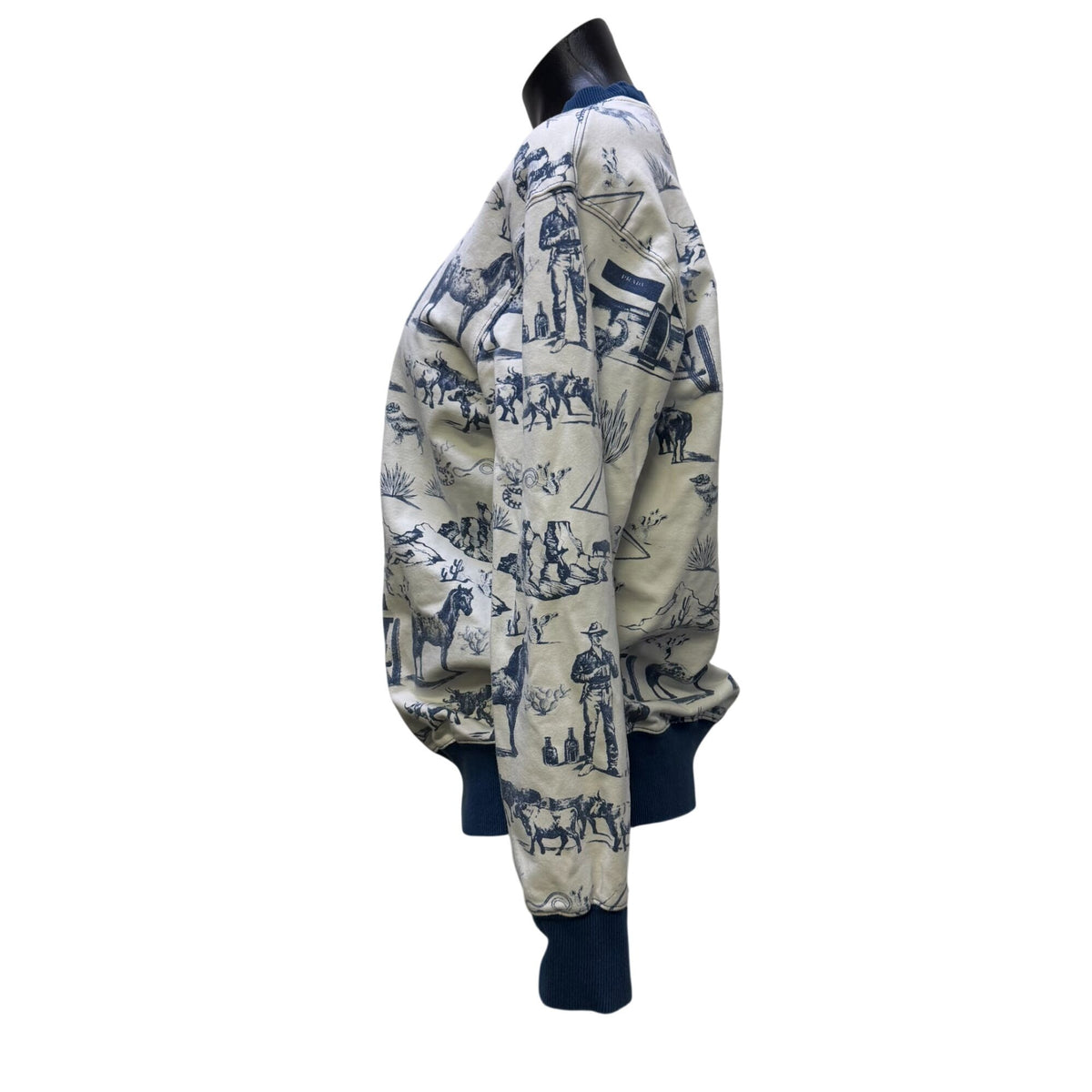 Katie Kime Western-Themed Sweatshirt White & Blue Size L