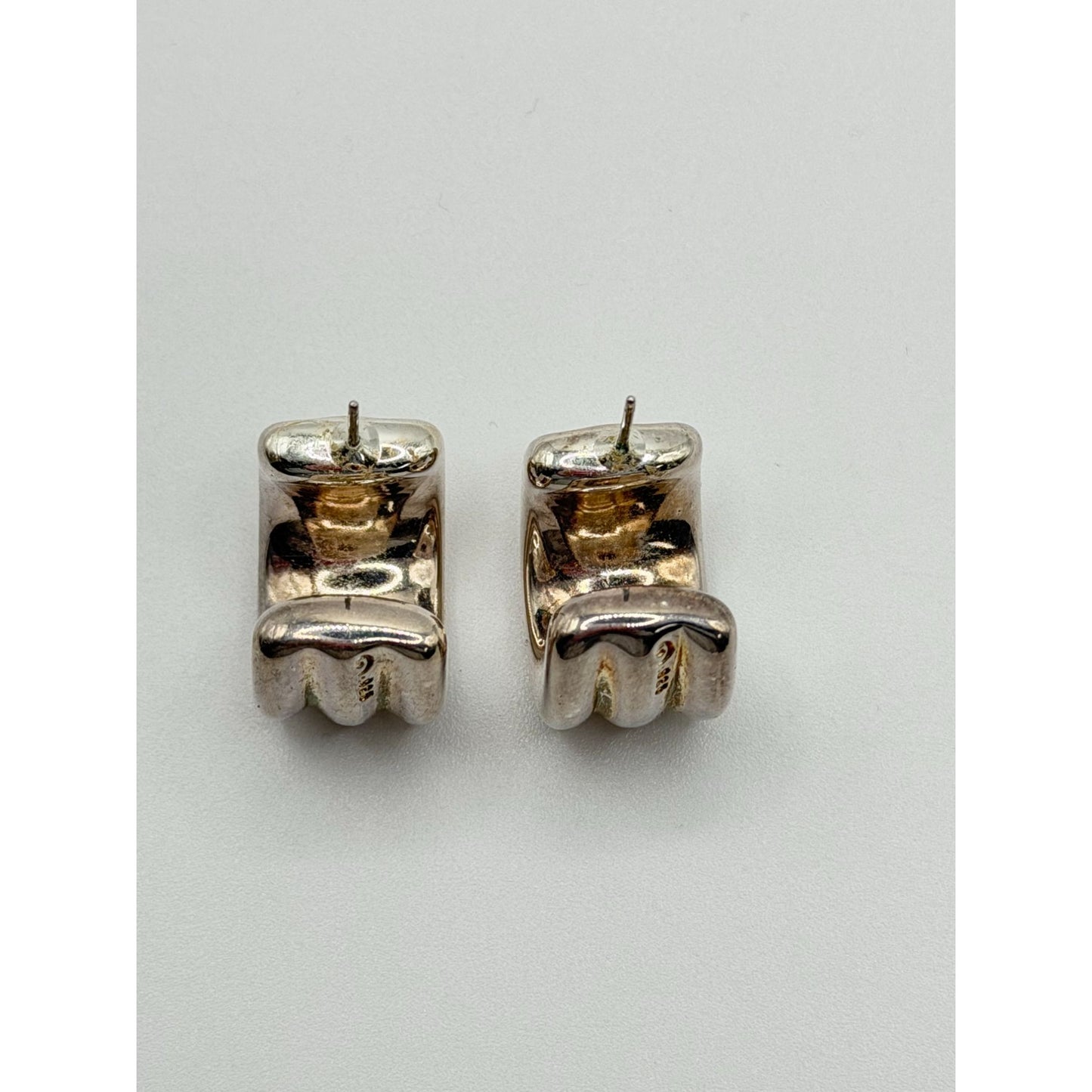 Sterling Silver 925 Chunky Triple Band Hoop Earrings