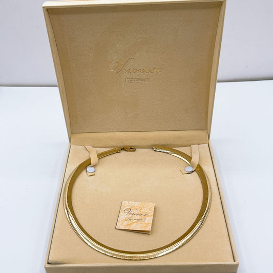 18K Gold Plated Bonded Sterling Silver Veronese Collection Snake Chain Collar Necklace
