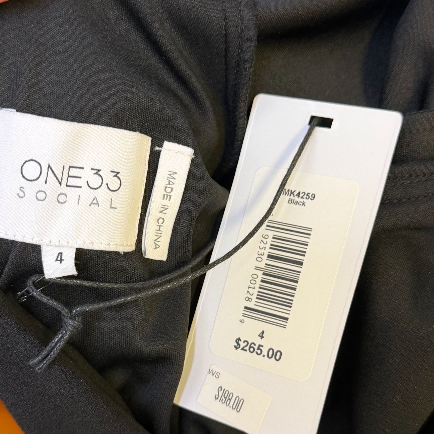 NWT One33 Social Black Low Back Long Sleeve Dress Size 4