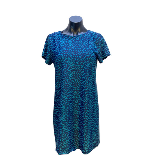 Jude Connally Blue & Green Leopard Print Dress S