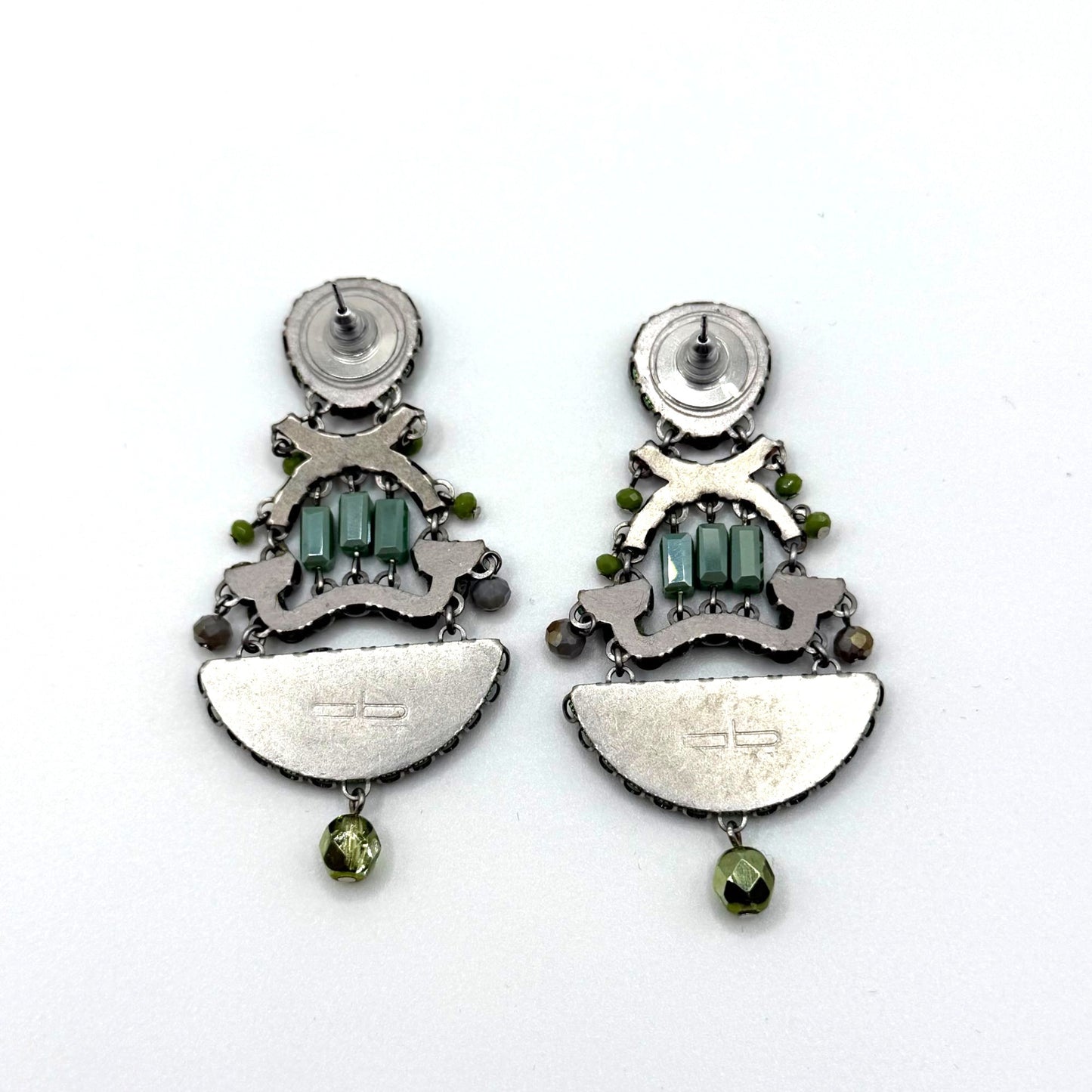 Colorful Ayala Bar Mosaic-Inspired Earrings With Green Beads
