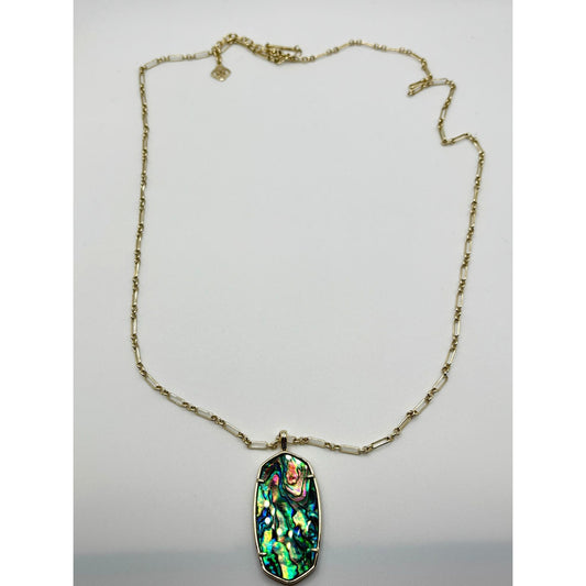 Kendra Scott Abalone Shell Pendant Necklace In Gold Tone