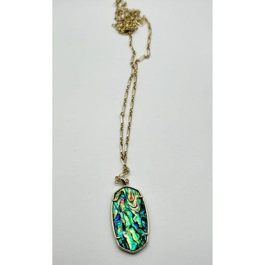 Kendra Scott Abalone Shell Pendant Necklace In Gold Tone