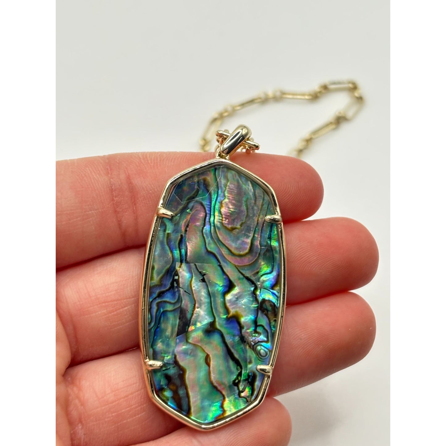 Kendra Scott Abalone Shell Pendant Necklace In Gold Tone