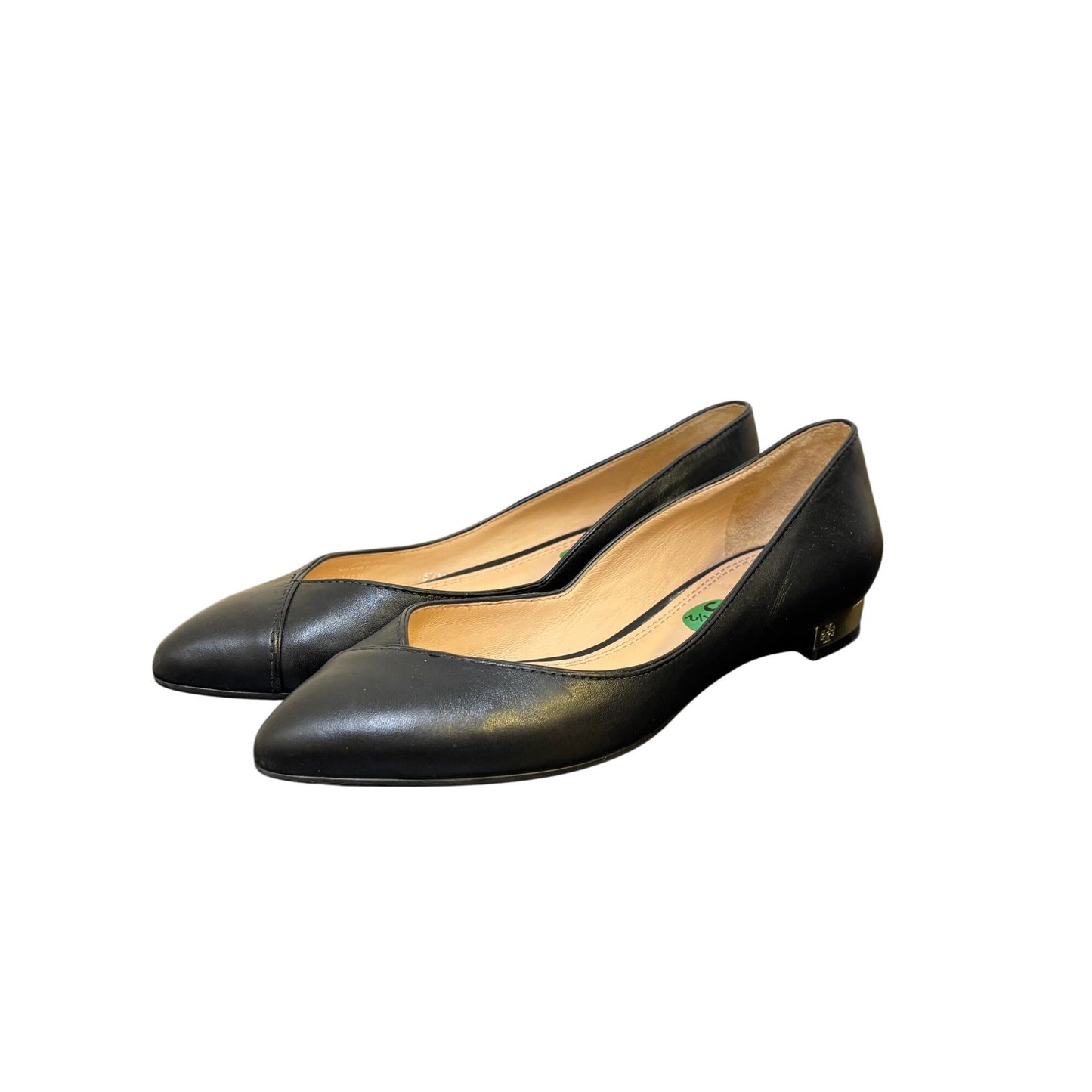 Tory Burch Pointed-Toe Black Leather Ballet Flats 5.5