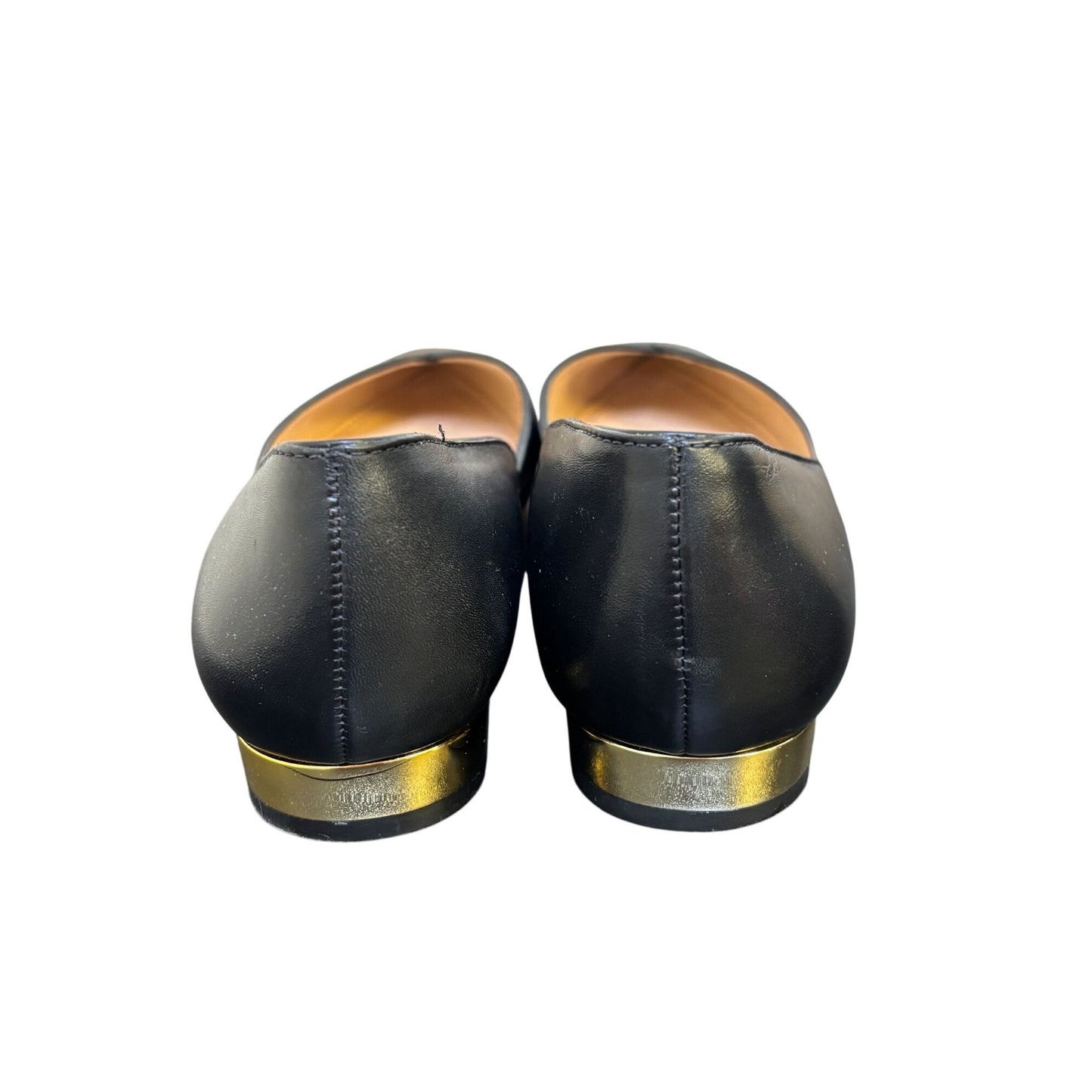 Tory Burch Pointed-Toe Black Leather Ballet Flats 5.5