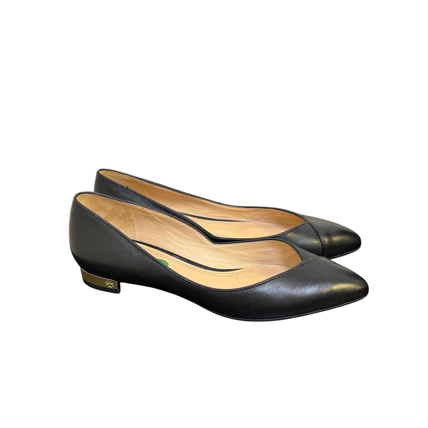 Tory Burch Pointed-Toe Black Leather Ballet Flats 5.5