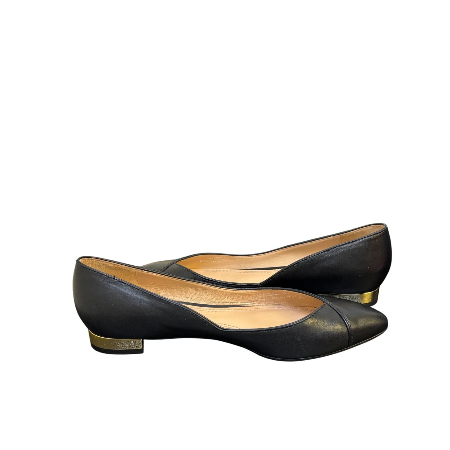 Tory Burch Pointed-Toe Black Leather Ballet Flats 5.5