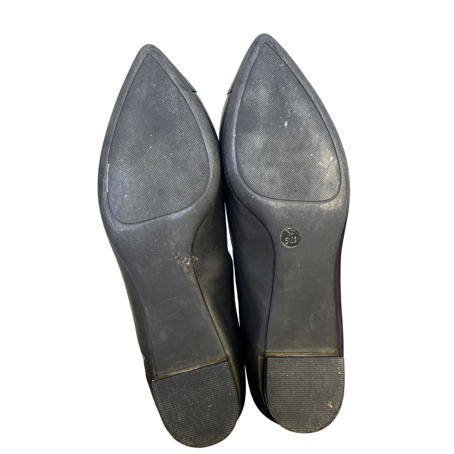 Tory Burch Pointed-Toe Black Leather Ballet Flats 5.5