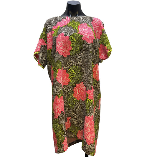 Uncle Frank  Floral Print Dress Brown Pink Green XL