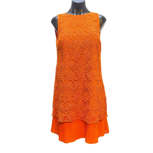 Phoebe Couture Orange Lace Overlay Short Dress 12
