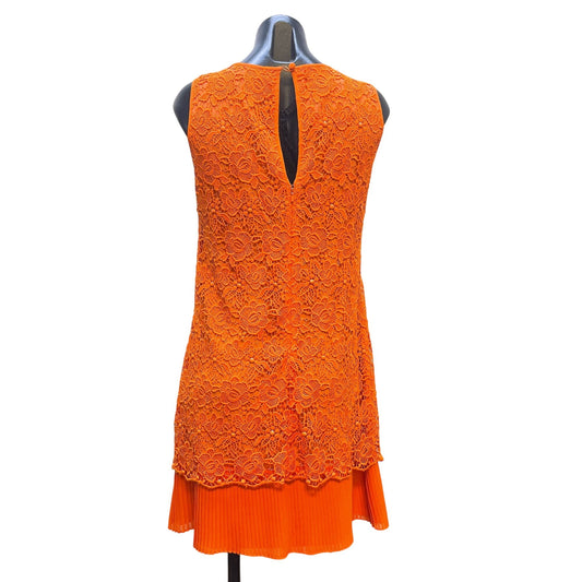 Phoebe Couture Orange Lace Overlay Short Dress 12