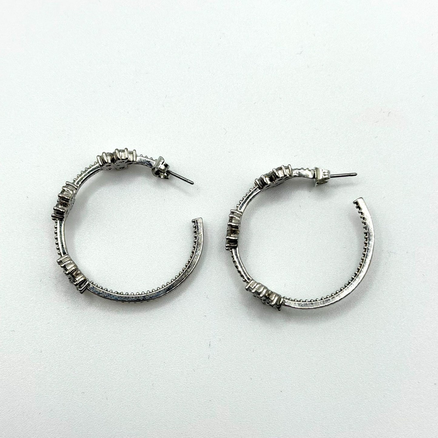 Kate Spade Silver-Tone Crystal Floral Hoop Earrings