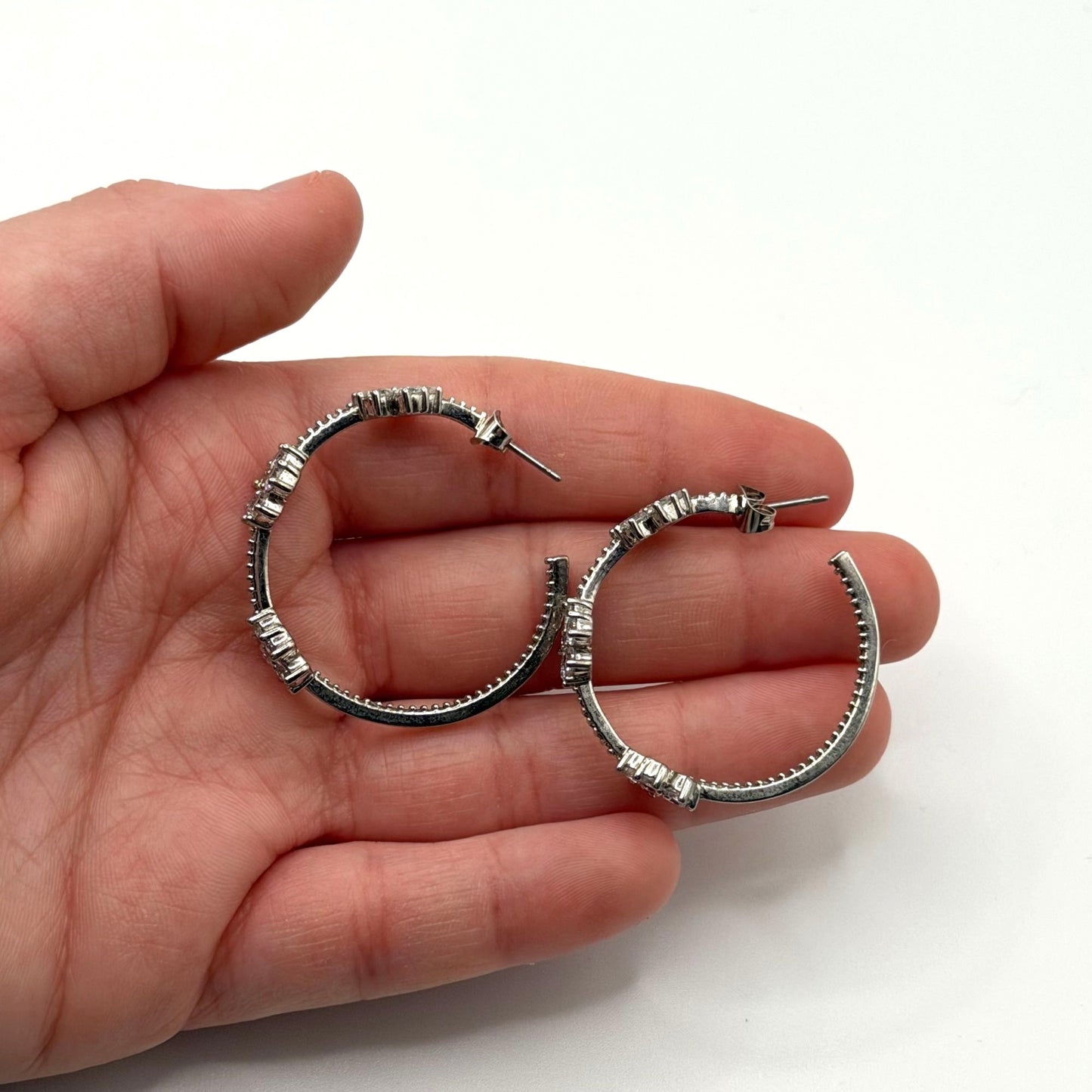 Kate Spade Silver-Tone Crystal Floral Hoop Earrings