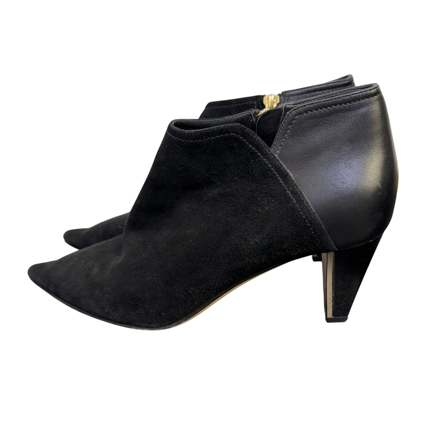 Jimmy Choo Black Suede & Leather Pointed Toe Heeled Booties 7.5 / 38