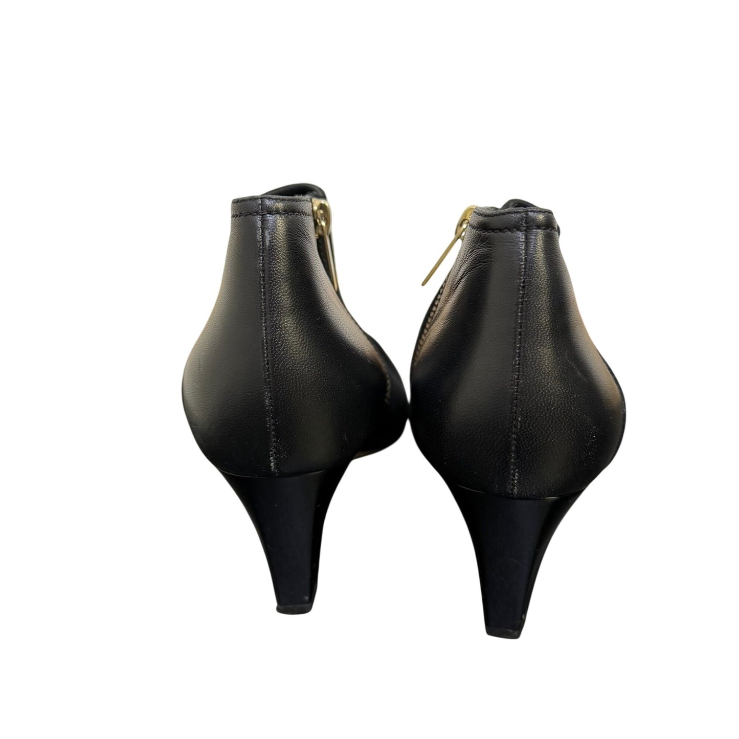 Jimmy Choo Black Suede & Leather Pointed Toe Heeled Booties 7.5 / 38
