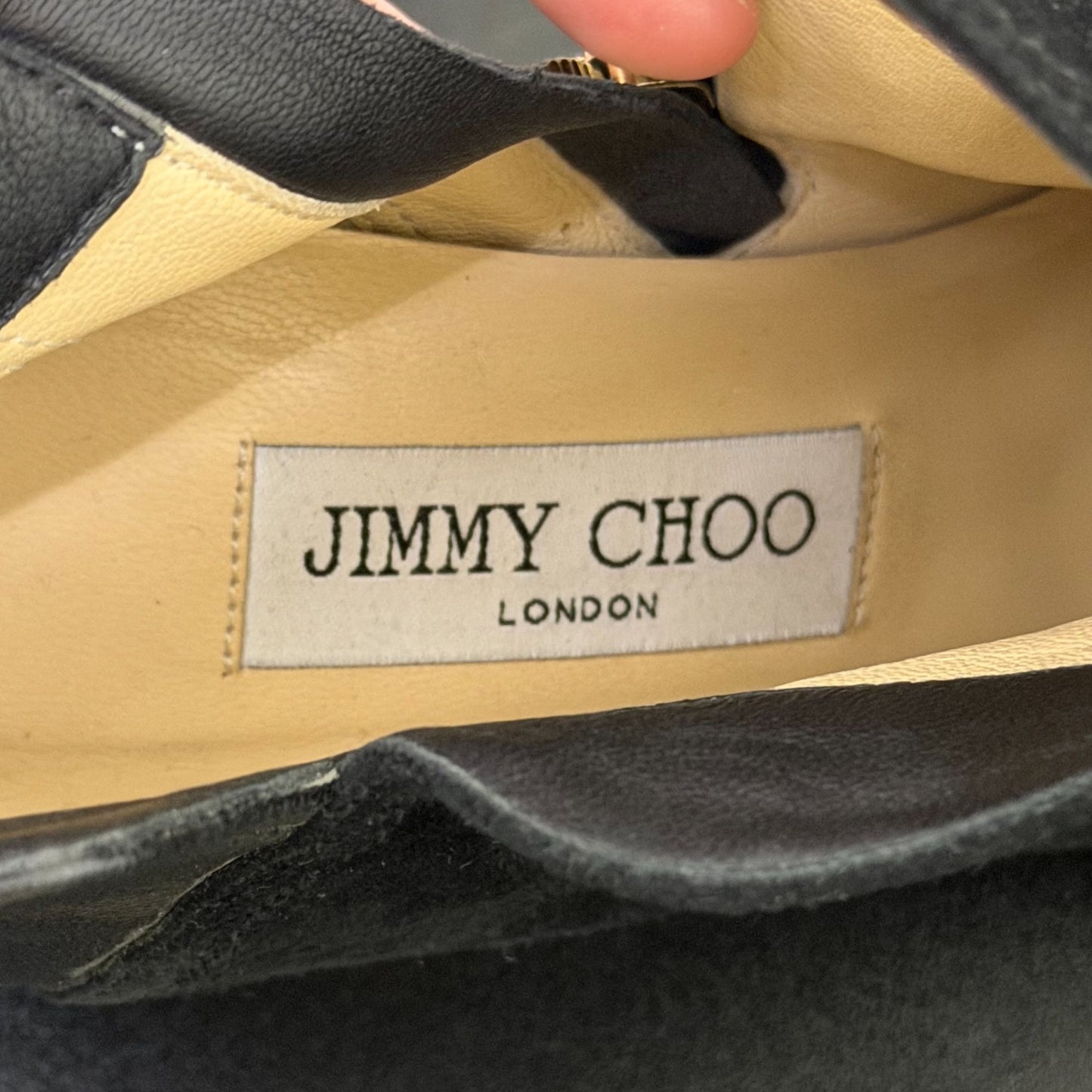 Jimmy Choo Black Suede & Leather Pointed Toe Heeled Booties 7.5 / 38