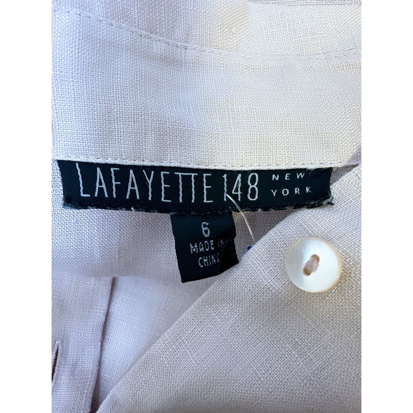 Lafayette 148 New York Pink Linen Button-Down Shirt Short Sleeve Size 6