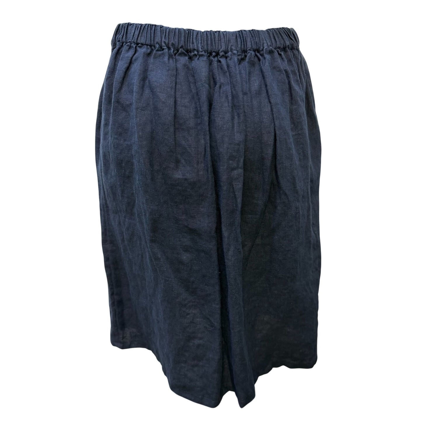 Flax By Jeanne Engelhart Navy Linen Elastic Waist Skirt M