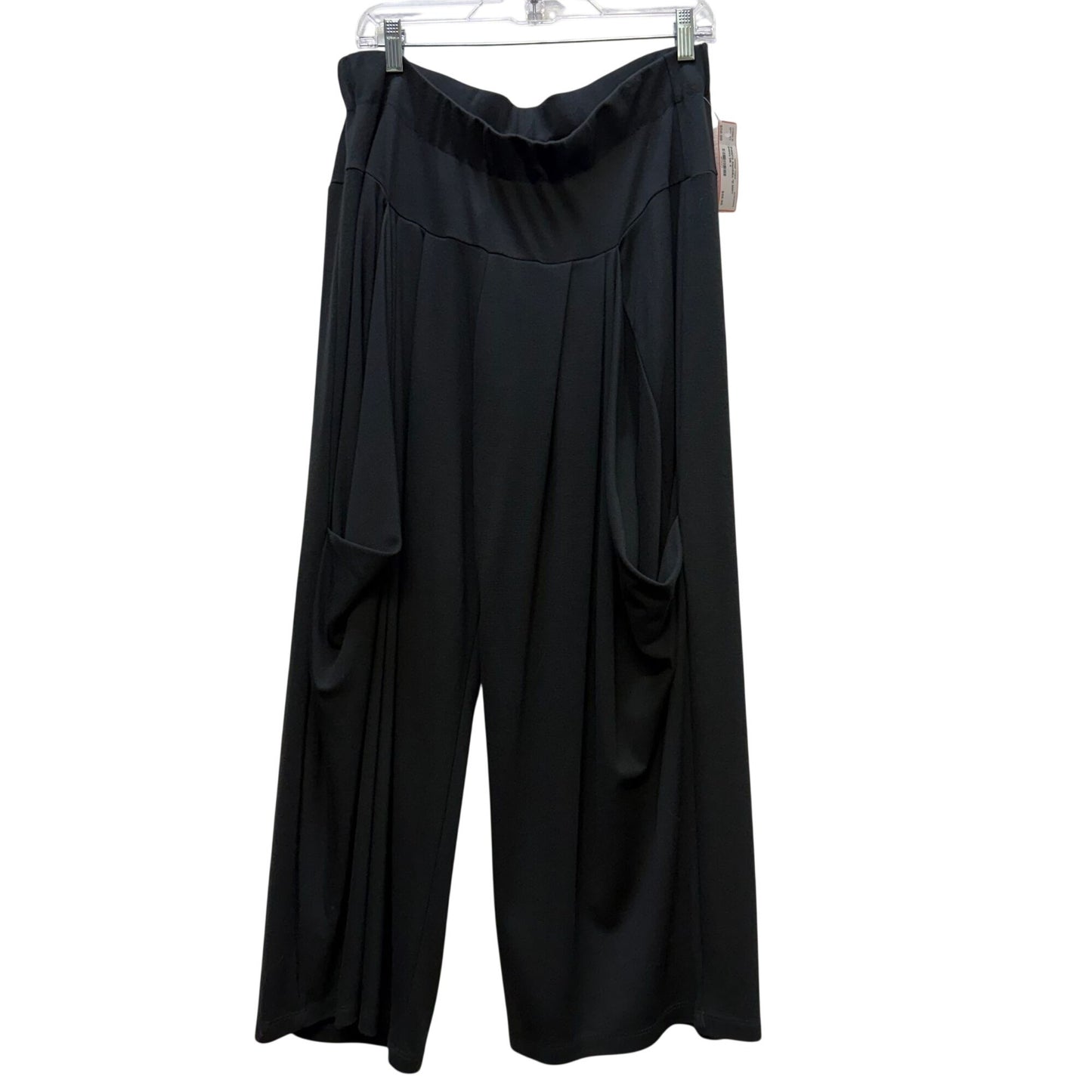 NWT Alembika Black Wide-Leg Pants With Draped Pockets Size 4