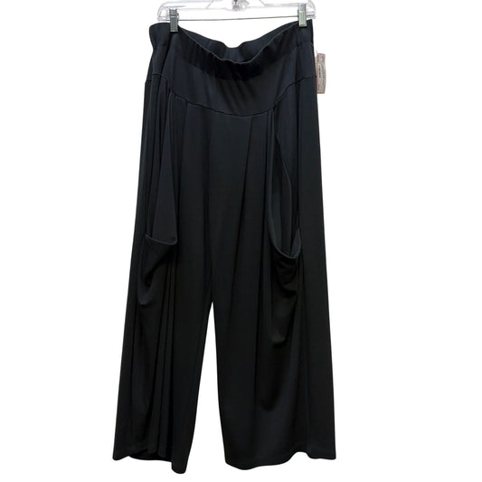 NWT Alembika Black Wide-Leg Pants With Draped Pockets Size 4