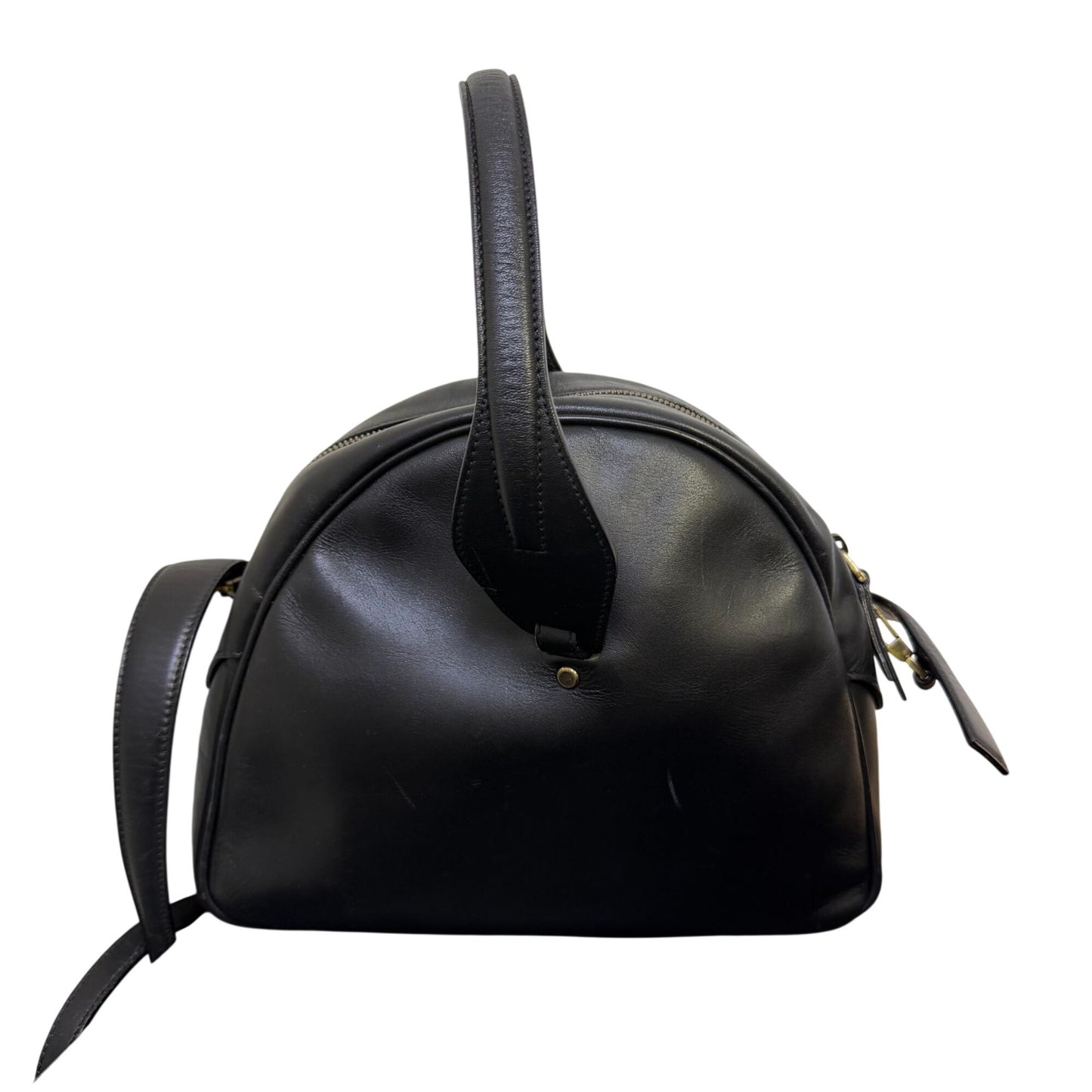 Gucci Vintage Black Leather Hobo Bag With Gold Hardware