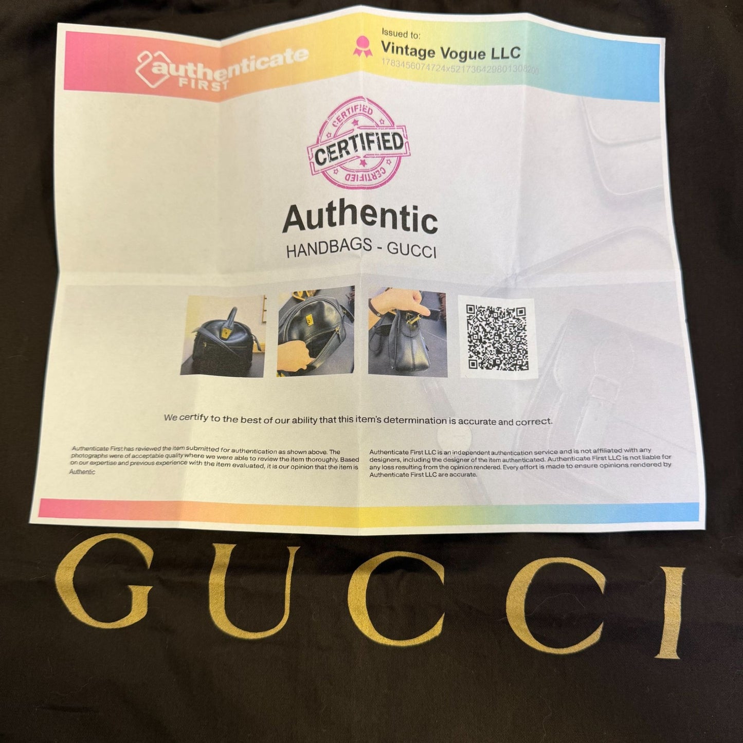 Gucci Vintage Black Leather Hobo Bag With Gold Hardware