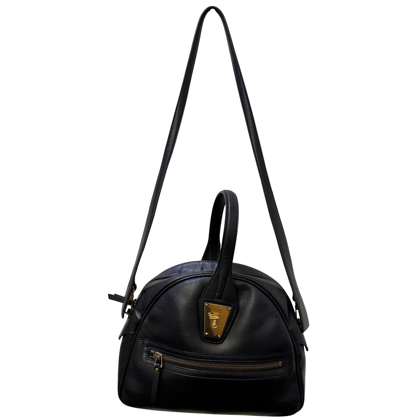 Gucci Vintage Black Leather Hobo Bag With Gold Hardware